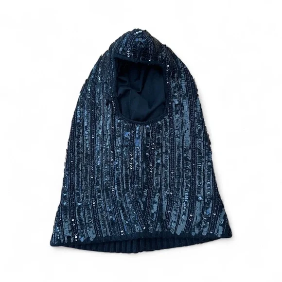 NWOT Dolce & Gabbana Wool Blend Black Knitted Sequin Hood 